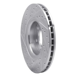 Buick Rainier Brake Rotor (1) - Front Right - R1 Concepts - Drilled & Slotted - Silver - `02-`09